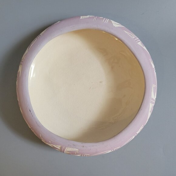 Handcrafted Navajo Pottery Bowl With Traditional Geometric Carvings - 7.5" Diame - Picture 6 of 7